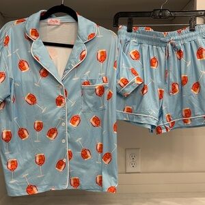Pink Lily Light Blue Pajama Set.  Like new